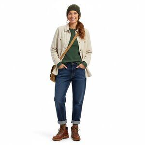 L. L. Bean Womens Ivory Long Sleeve Corduroy Button Down Shirt 1X